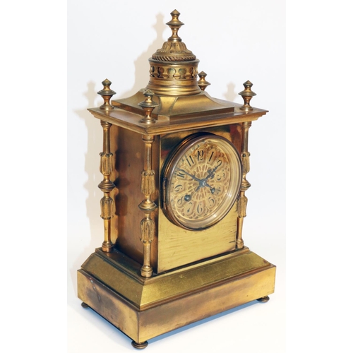 1275 - Japy Freres retailed S. Leighton Paris - C19th French ormolu 8 day mantle clock, crown finial with f... 