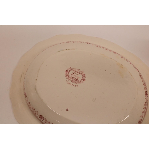 1113 - C19th George Philips of Longport oval dish, puce transfer printed with Park Scenery pattern, printed... 