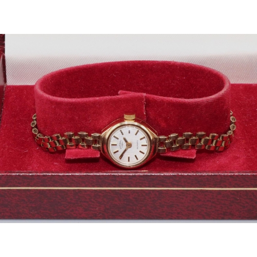 1068 - Ladies Rotary gold quartz wristwatch, signed silvered dial with applied baton hours, two piece case ... 