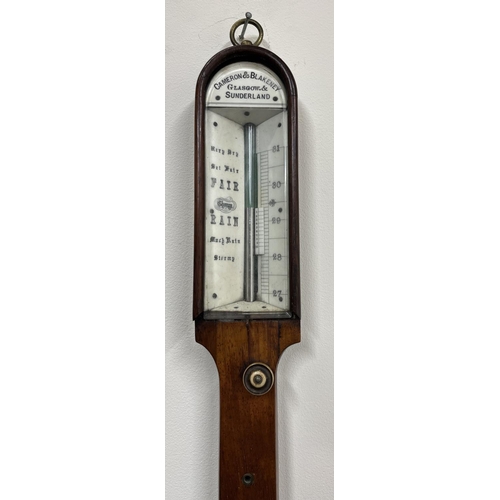 1243 - Cameron & Blakeney Glasgow & Sunderland - Victorian rosewood marine stick barometer, the arched and ... 