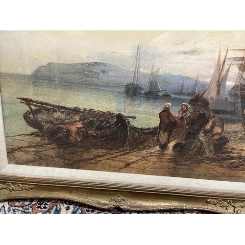 1356 - Paul Marny (French/British 1829-1914); 'Saint Malo' watercolour, signed, 59cm x 107cm