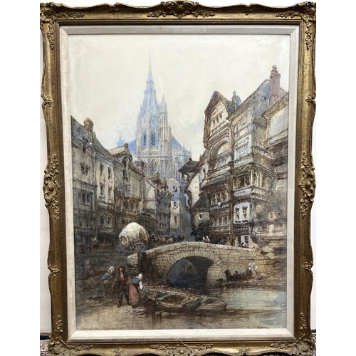 1357 - Paul Marny (French/British 1829-1914); 'Caudebec Normandy' watercolour, signed, 93cm x 68cm