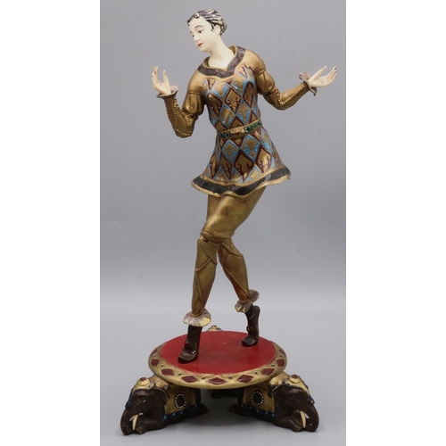 1125 - After Hans Keck (German 1875-1942); 'Indian Dancer' cast bronze cold painted in colours, impressed s... 