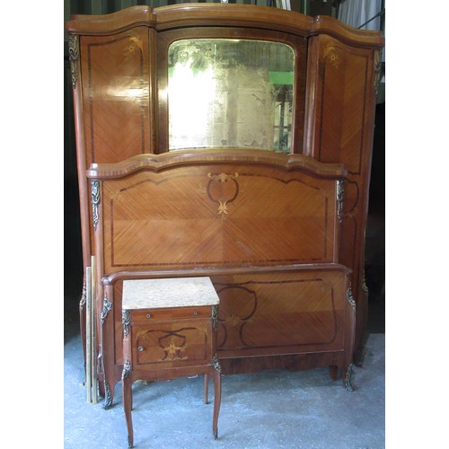 1396 - Early C20th French gilt metal mounted inlaid kingwood and walnut three piece bedroom suite comprisin... 