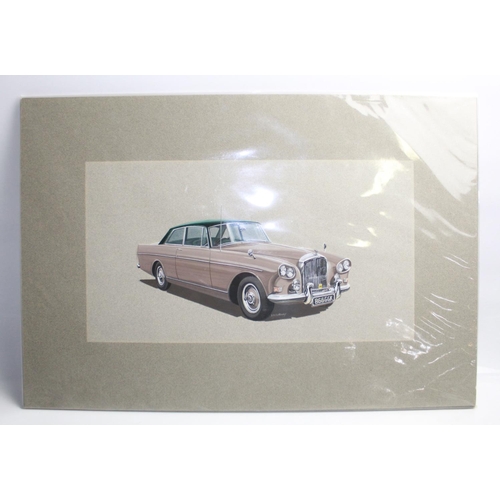 475 - Gouache on board promotional painting of a Rolls Royce Corniche XPD. First registered in 1972.55cmx3... 