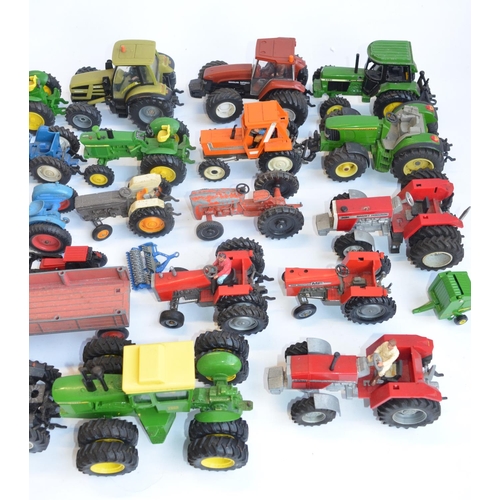 50 - Collection of previously displayed scale tractor models, diecast and plastic and mostly 1/32 scale t... 