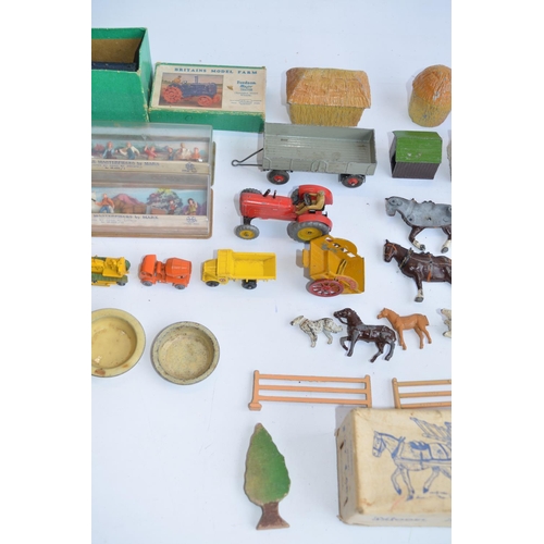 55 - Collection of vintage cast metal farm and other models to include Britain's figures, animals, boxed ... 