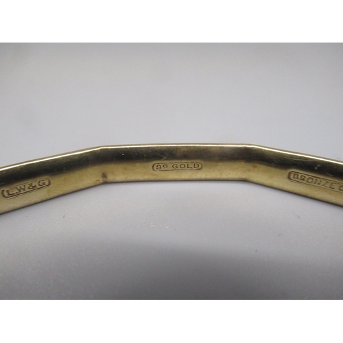 20 - LW&G Lagarmic 9ct gold bronze core bangle, with Greek Key design, stamped 9c