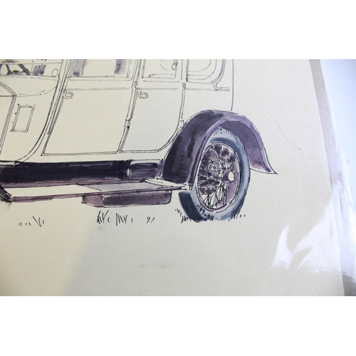 480 - Pen and ink drawing drawing of a Rolls Royce 'Twenty' by Alan Crisp (unsigned) 38cm x 26cm. Pen and ... 