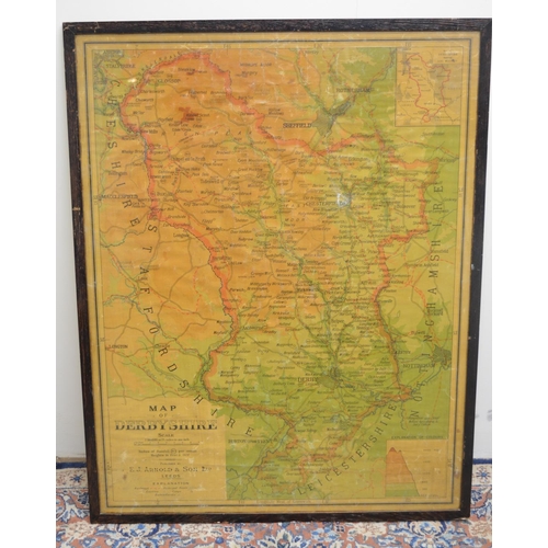 317 - Map of Derbyshire, scale 1:110880 or 1 3/4 miles to one inch, pub. E. J. Arnold, Leeds, showing Rail... 