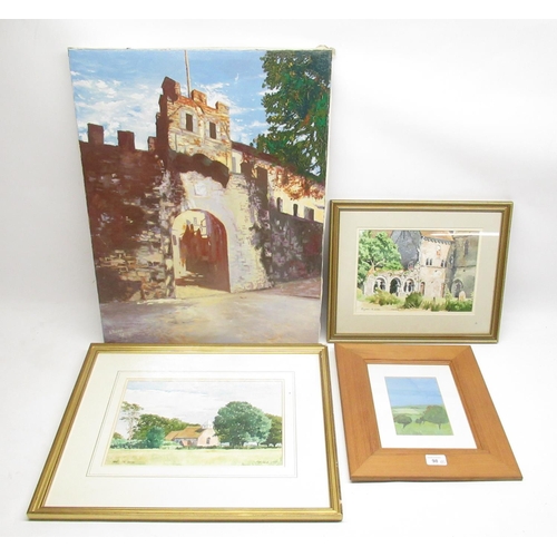 577 - Kirkland (British C20th); 'Boxgrave & Ford W. Sussex' two watercolours, C20th gouache study of Bodmi... 