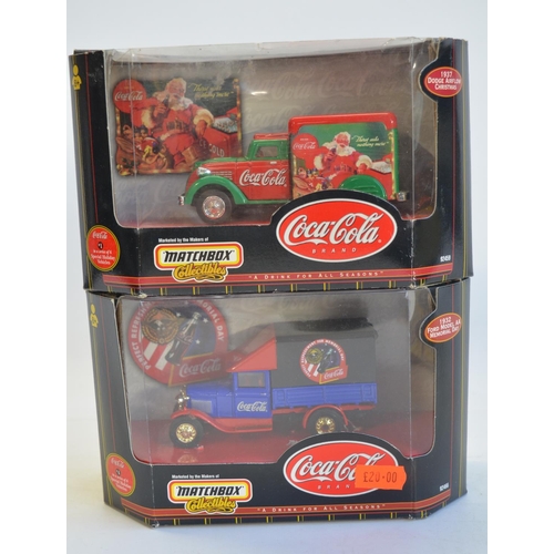 105 - Eight boxed Matchbox Collectibles Coca-Cola themed diecast vehicle models to include 92459, 92464-68... 