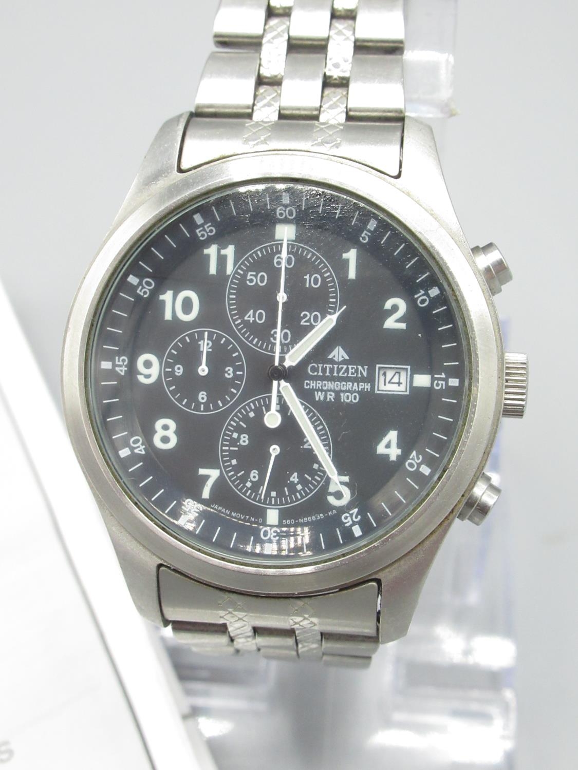 Citizen WR 100 quartz stainless steel chronograph wristwatch with date ...