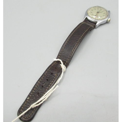 70 - 1960's Oris chrome plated 'pointer date' wristwatch, signed silvered dial, set with Arabic numerals,... 