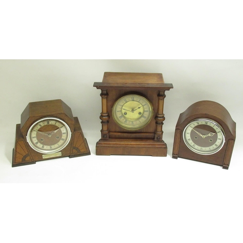 451 - Tower of Clerkenwell, 1930's 8 day oak presentation mantel clock, silvered 5