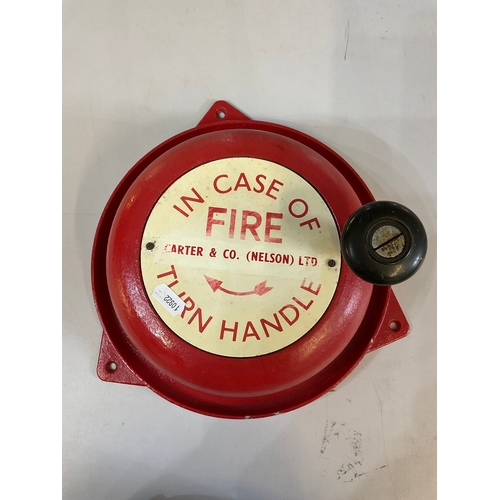 427 - Vintage fire alarm bell with turn handle by Carter & Co.