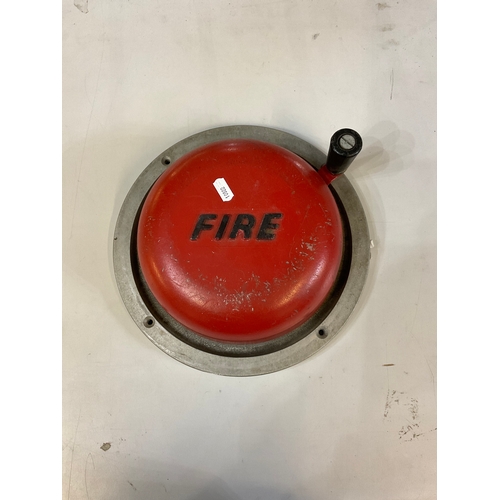 428 - Vintage fire alarm bell with turn handle by Perry Barr Metal Co.