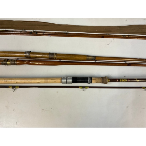 180 - Three vintage fishing rods, one course and two fly, incl Hardy.