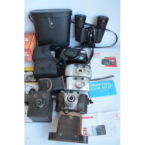 415 - WITHDRAWN - Collection of 35mm film camera equipment and accessories to include an EXA 500 SLR with ... 