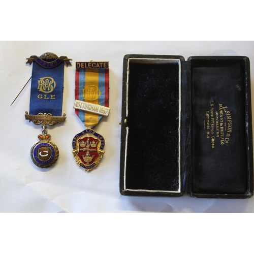 423 - Pair of medals relating to the Grand Order of Buffalos of Nottingham, and a silver gilt of the Princ... 