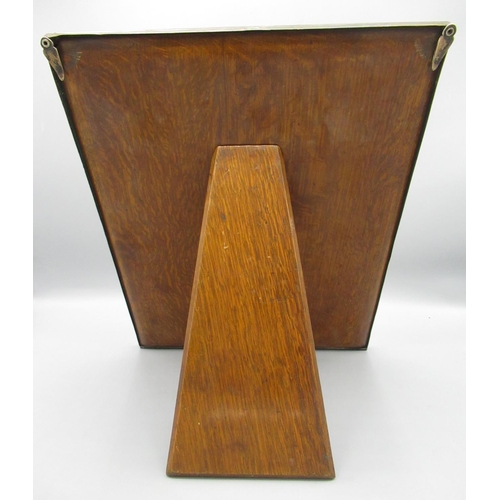 107 - Geo.V engine turned silver easel photograph frame, oak back, hallmarked Birmingham 1919, 25.6cm x 33... 