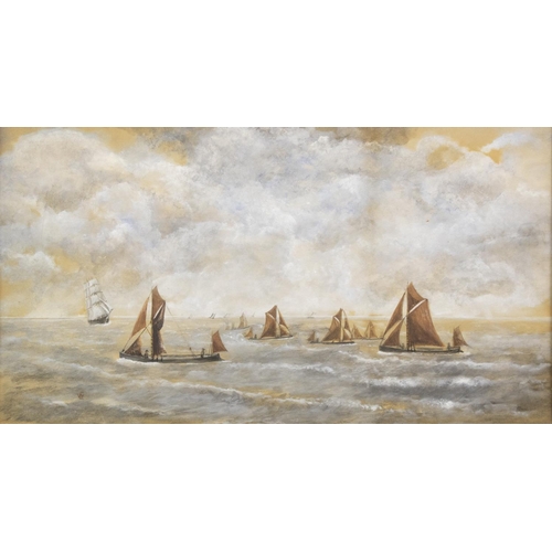 518 - English School (Early C20th); 'Bardge Race Thames' watercolour heightened with white, signed with mo... 