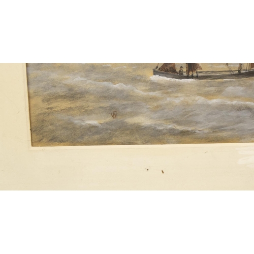 518 - English School (Early C20th); 'Bardge Race Thames' watercolour heightened with white, signed with mo... 