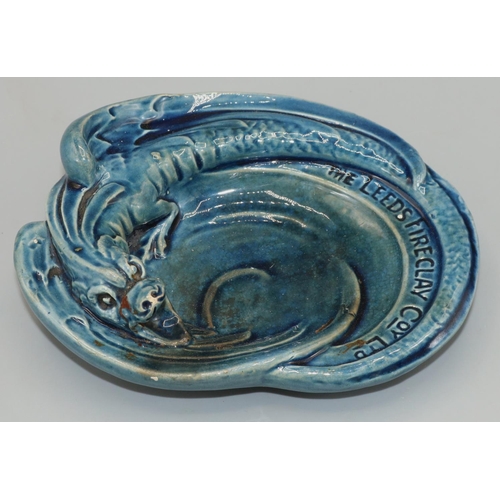 152 - Burmantofts Faience for The Leeds Fireclay Company advertising dish modelled as dragon with impresse... 