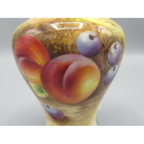 153 - Royal Worcester baluster shaped vase painted with fruit by H. Henry, black printed marks and numbere... 