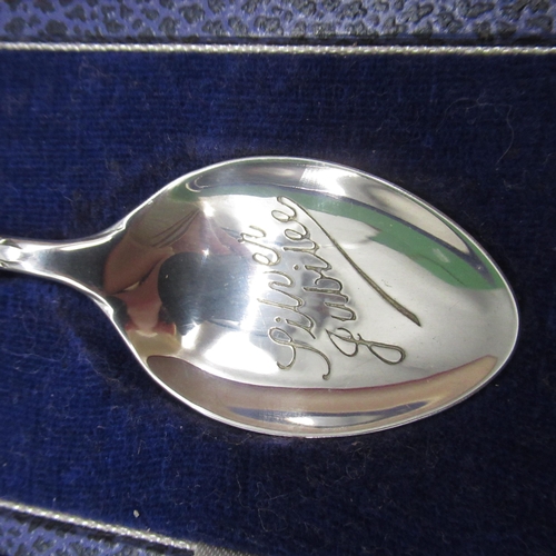 64 - ER.II hallmarked Sterling silver Silver Jubilee commemorative tea spoon by Turner & Simpson Ltd, Bir... 