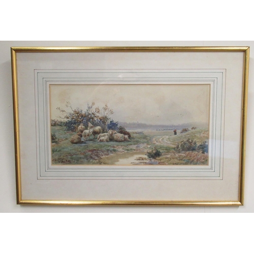 490 - Barbra H. Macpherson (Late C19th); 'Pastoral Scenes with Figures and Sheep' pair of watercolours, on... 