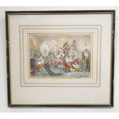 510 - After James Gillray; Tales of Wonder, Making Decent, Muslin Dresses, and A Little Music, four prints... 