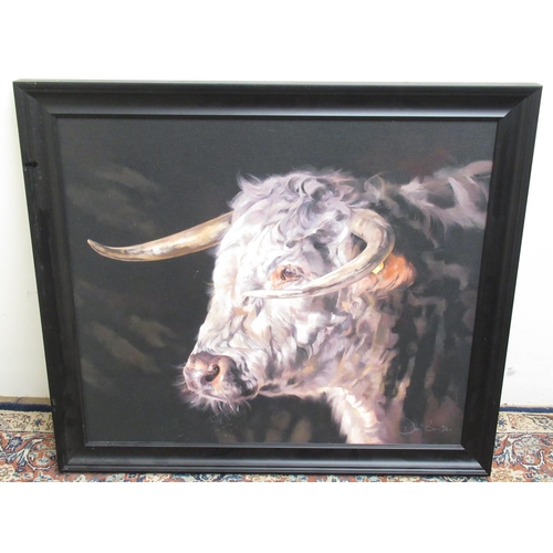 514 - Deu Beu; Portrait of a Bull, head and neck, textured print on board, ltd.ed 90/250, 68cm x 79cm