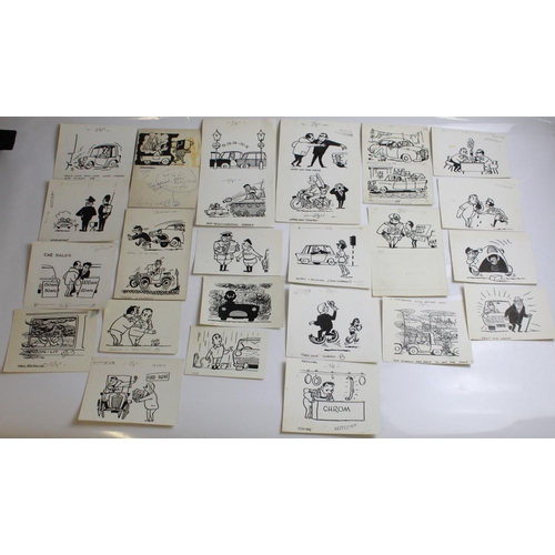 522 - Barry Appleby, 23 original pen and ink sketches for the Autocar Magazine 1960s. 'Tyer sole shoes', '... 