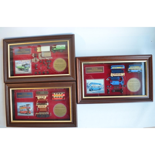 125 - Three Matchbox Models Of Yesteryear framed cabinet exploded view limited edition diecast model vehic... 