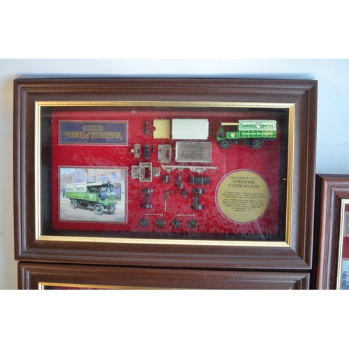 125 - Three Matchbox Models Of Yesteryear framed cabinet exploded view limited edition diecast model vehic... 