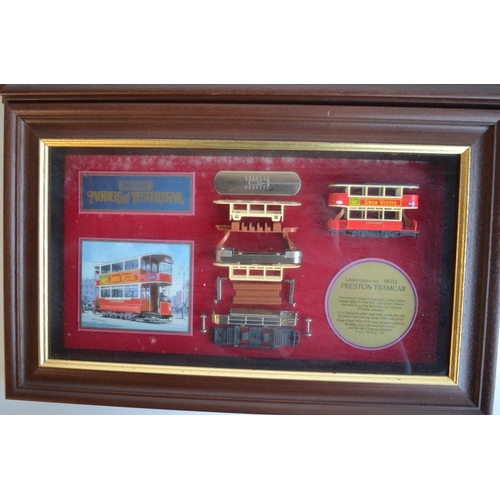 125 - Three Matchbox Models Of Yesteryear framed cabinet exploded view limited edition diecast model vehic... 