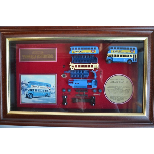 125 - Three Matchbox Models Of Yesteryear framed cabinet exploded view limited edition diecast model vehic... 