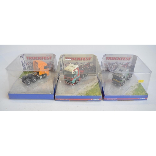 129 - Nine Corgi 1/50 scale diecast limited edition Truckfest model cab units to include 3 blister pack bo... 