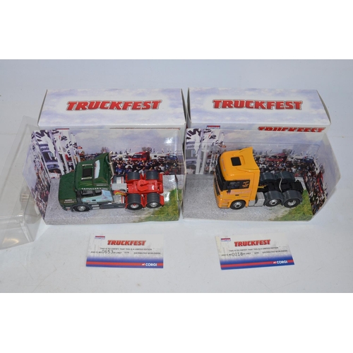 129 - Nine Corgi 1/50 scale diecast limited edition Truckfest model cab units to include 3 blister pack bo... 