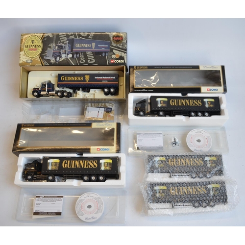 133 - Corgi 1/50 scale Guinness Collection 55801 Kenworth T925 With Semi Box Trailer, 76403 Scania Curtain... 