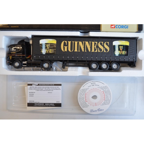 133 - Corgi 1/50 scale Guinness Collection 55801 Kenworth T925 With Semi Box Trailer, 76403 Scania Curtain... 