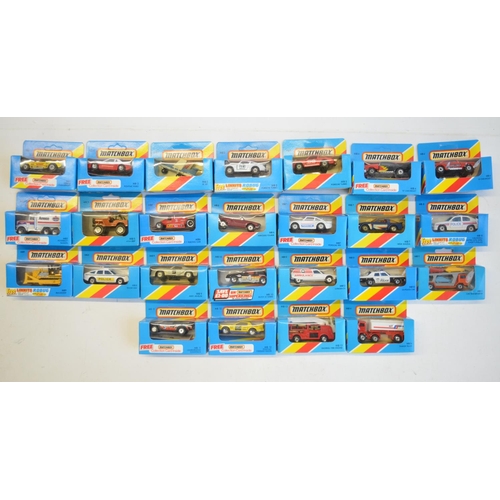 137 - Twenty five boxed early 1980s Matchbox diecast models in the MB1 to MB12 ranges, striped and plain b... 