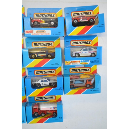 137 - Twenty five boxed early 1980s Matchbox diecast models in the MB1 to MB12 ranges, striped and plain b... 