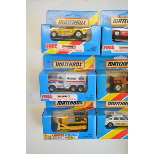 137 - Twenty five boxed early 1980s Matchbox diecast models in the MB1 to MB12 ranges, striped and plain b... 