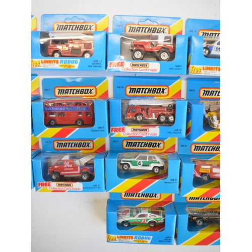 138 - Twenty five boxed early 1980s Matchbox diecast models to include MB1 Dodge Challenger and 24 others ... 