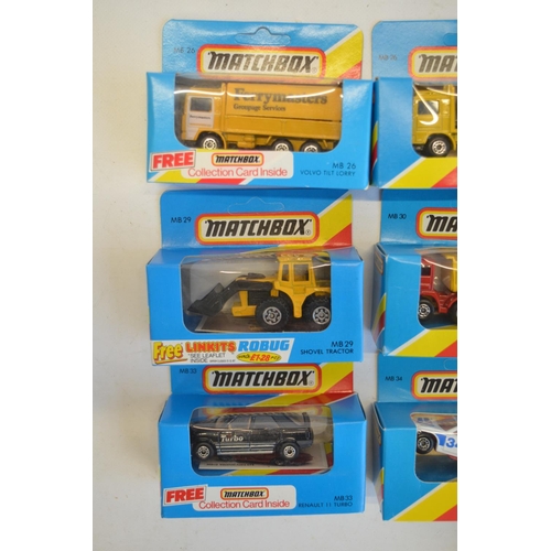 139 - Twenty five boxed early 1980s Matchbox diecast models in the MB26 to MB38 ranges, striped and plain ... 