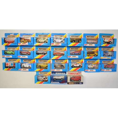 142 - Twenty two boxed early 1980s Matchbox diecast models in the MB65 to MB75 in full and half striped bl... 