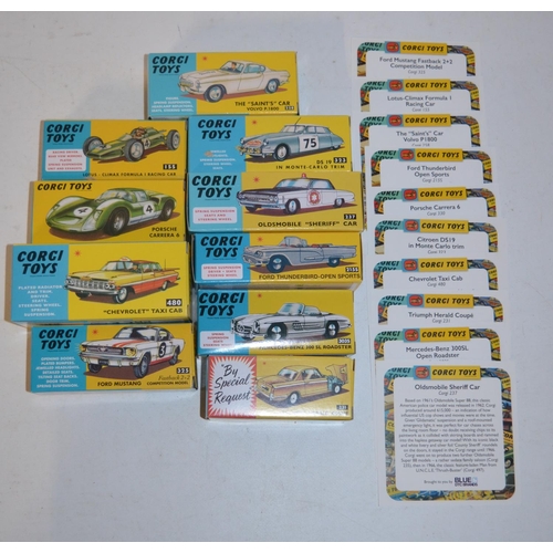 144 - Ten boxed as new modern Corgi reproductions of classic Corgi Toys diecast models to include 330 Pors... 