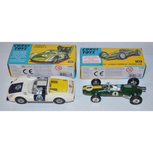 144 - Ten boxed as new modern Corgi reproductions of classic Corgi Toys diecast models to include 330 Pors... 